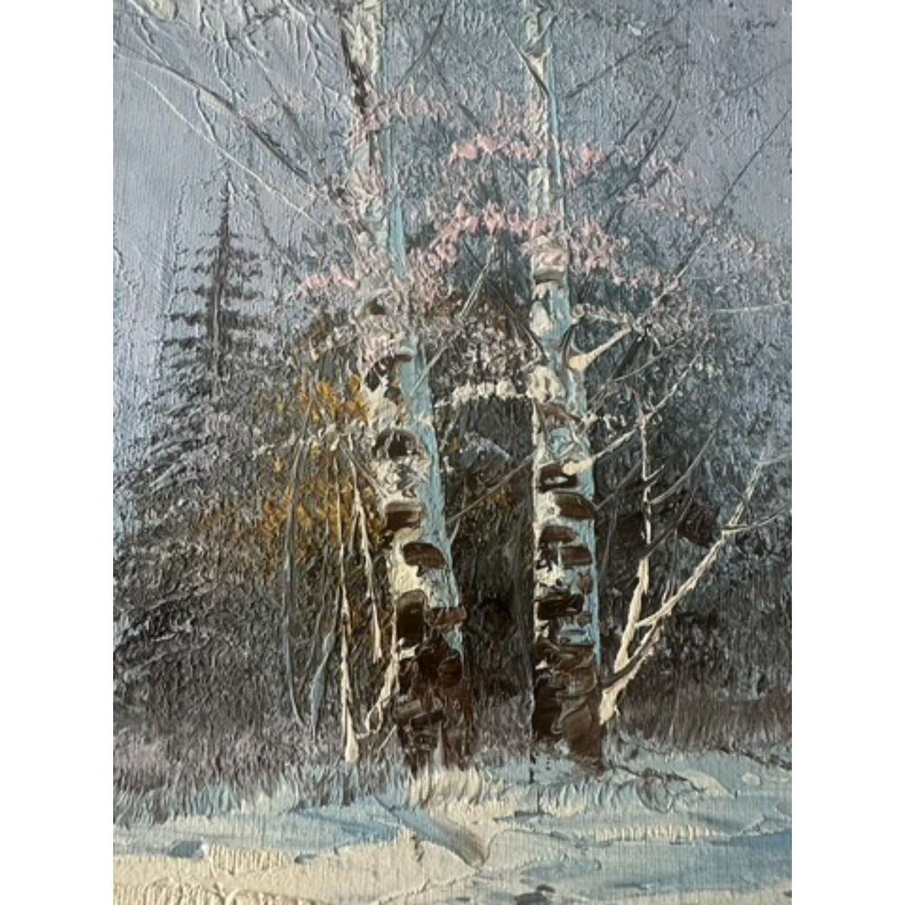 Original Framed Oil Painting Winter Mountain Scene K. Bowman